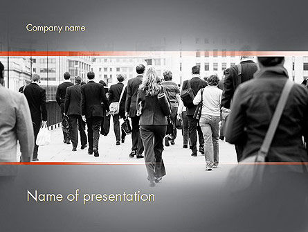 働くために歩く人々 - PowerPointテンプレート, 無料 PowerPointテンプレート, 11459, 人 — PoweredTemplate.com