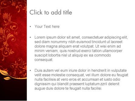 Modèle PowerPoint de motif floral rouge et or, Diapositive 3, 11697, Abstrait / Textures — PoweredTemplate.com