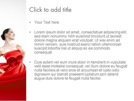 Modèle PowerPoint de femme en rouge, Diapositive 3, 11770, Mensen — PoweredTemplate.com