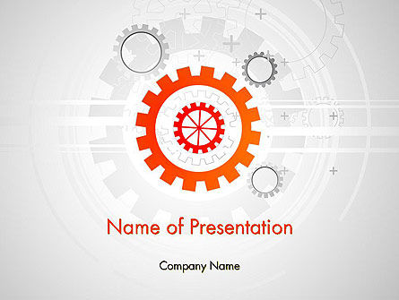 Plantilla de PowerPoint - engranajes de diseño plano, Plantilla de PowerPoint, 11828, Conceptos de negocio — PoweredTemplate.com