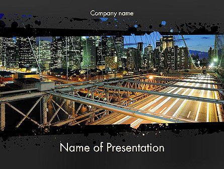 De Brug Van Brooklyn In New York PowerPoint Template, Gratis PowerPoint-sjabloon, 11876, Constructie — PoweredTemplate.com