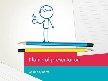 Templat PowerPoint Istirahatnya Kopi Dengan Stickman, Templat PowerPoint, 12060, Konsep Bisnis — PoweredTemplate.com