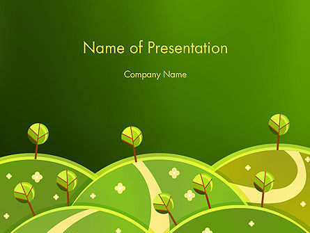 绿色草地PowerPoint模板, PowerPoint模板, 12061, 自然与环境 — PoweredTemplate.com