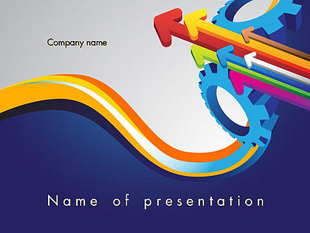 Modèle PowerPoint de arrow avec engrenages, Modele PowerPoint, 12073, Concepts commerciaux — PoweredTemplate.com