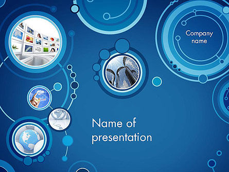 Modello PowerPoint - Anelli blu business tema, Modello PowerPoint, 12082, Lavoro — PoweredTemplate.com