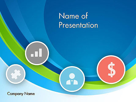 抽象波与平面图标PowerPoint模板, 免费 PowerPoint模板, 12159, 财务/会计 — PoweredTemplate.com