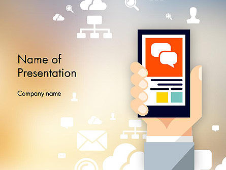Smartphone in Hand PowerPoint Template, 12197, Technology and Science — PoweredTemplate.com
