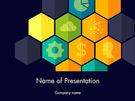 Modelo do PowerPoint - hexágonos com ícones, Modelo do PowerPoint, 12199, Conceitos de Negócios — PoweredTemplate.com