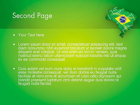 Modèle PowerPoint de carte du drapeau du brésil avec terrain de football, Diapositive 2, 12200, Drapeaux / International — PoweredTemplate.com
