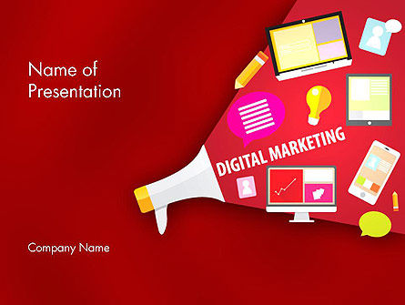 Megaphone with Cloud of Application Icons PowerPoint Template, Free PowerPoint Template, 12206, Careers/Industry — PoweredTemplate.com