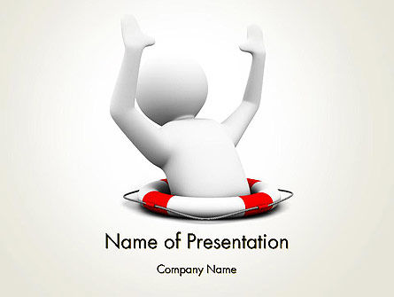 Drowning Man with Lifebuoy PowerPoint Template, 12221, Consulting — PoweredTemplate.com