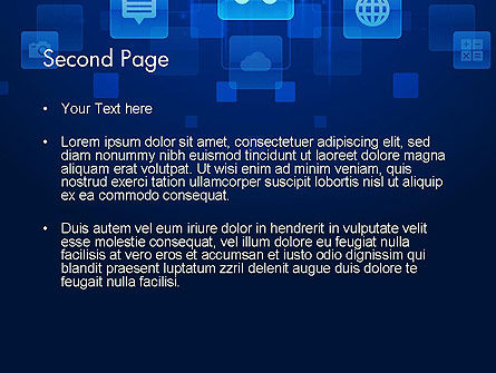 Plantilla de PowerPoint - iconos de medios sociales sobre fondo azul, Diapositiva 2, 12238, Tecnología y ciencia — PoweredTemplate.com