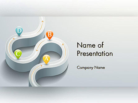Road with Navigation Points PowerPoint Template, PowerPoint Template, 12344, Careers/Industry — PoweredTemplate.com