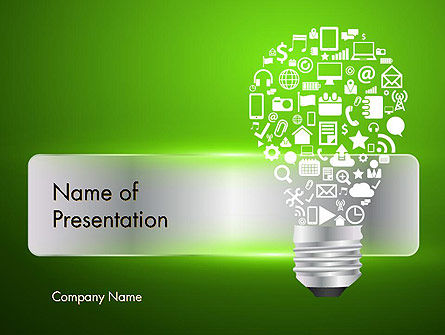 Modelo do PowerPoint - lâmpada criativa com ícones, Modelo do PowerPoint, 12345, Carreiras/Indústria — PoweredTemplate.com