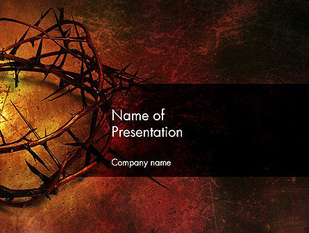 Modelo do PowerPoint - coroa de espinhos no grunge, 12374, Religião/Espiritualidade — PoweredTemplate.com