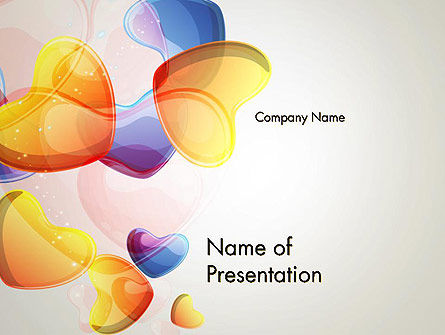 Modelo do PowerPoint - corações azuis e alaranjados abstratos, Modelo do PowerPoint, 12512, Feriados/Ocasiões Especiais — PoweredTemplate.com