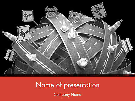 道路和标志PowerPoint模板, PowerPoint模板, 12625, Education & Training — PoweredTemplate.com