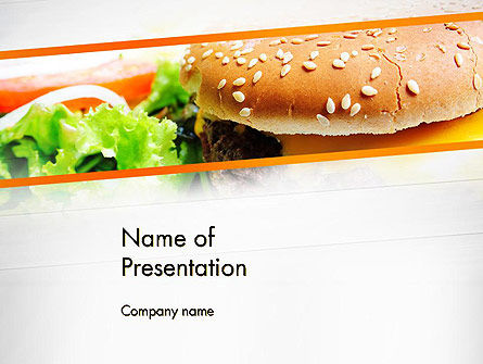 Cheese Burger with Salad PowerPoint Template, Free PowerPoint Template, 12811, Food & Beverage — PoweredTemplate.com