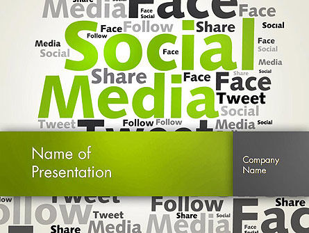 Social Media Wordcloud Begrip PowerPoint Template, 12837, Carrière/Industrie — PoweredTemplate.com