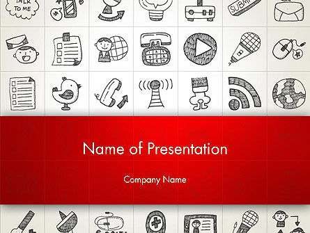 Doodle Pictogrammenachtergrond PowerPoint Template, PowerPoint-sjabloon, 12983, Bedrijf — PoweredTemplate.com