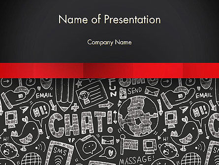 Internet Related Doodles on Chalkboard PowerPoint Template, PowerPoint Template, 13040, Technology and Science — PoweredTemplate.com