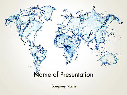 Blue Water Splash World Map PowerPoint Template, PowerPoint Template, 13051, Global — PoweredTemplate.com