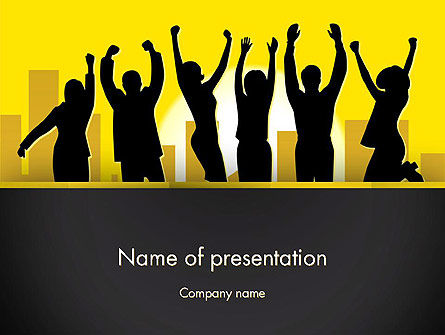 ジャンプする人々のシルエット - PowerPointテンプレート, 無料 PowerPointテンプレート, 13082, 人 — PoweredTemplate.com