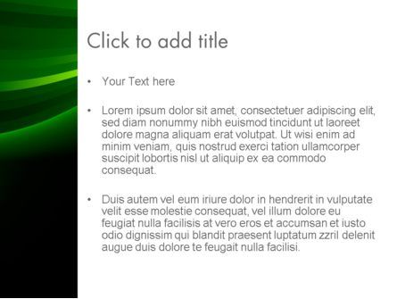 绿色的波浪在黑色PowerPoint模板, 幻灯片 3, 13159, 抽象/纹理 — PoweredTemplate.com