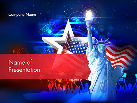 Statue Of Liberty With Fireworks PowerPoint Template, PowerPoint Template, 13291, Holiday/Special Occasion — PoweredTemplate.com