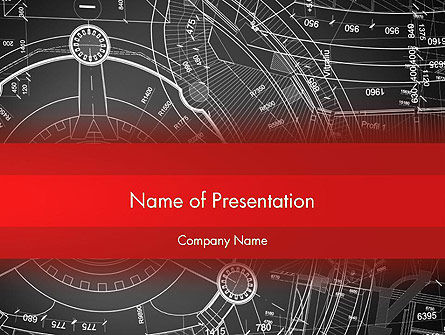 复杂的工程图纸PowerPoint模板, PowerPoint模板, 13308, 技术与科学 — PoweredTemplate.com