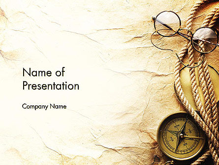 Compass Touw En Bril Op Oud Papier PowerPoint Template, PowerPoint-sjabloon, 13335, Education & Training — PoweredTemplate.com