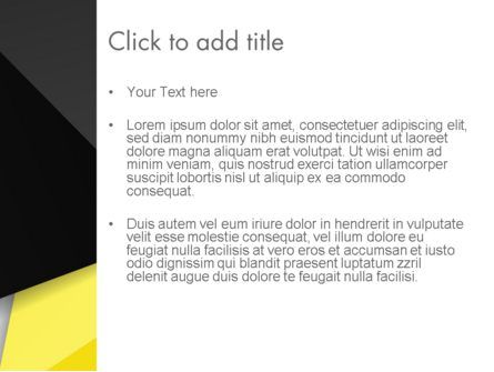 Plantilla de PowerPoint - formas amarillas y negras, Diapositiva 3, 13413, Abstracto / Texturas — PoweredTemplate.com