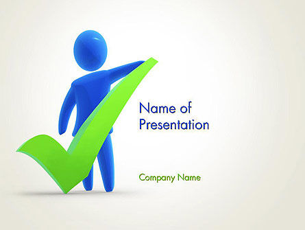 Stickman with Check Mark PowerPoint Template, Free PowerPoint Template, 13448, 3D — PoweredTemplate.com