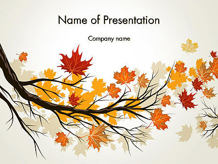 Maple Branch with Yellow Leaves PowerPoint Template, 13578, Nature & Environment — PoweredTemplate.com