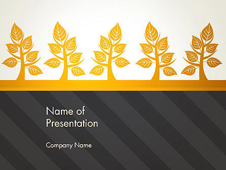 黄色の木のイラスト - PowerPointテンプレート, 無料 PowerPointテンプレート, 13603, 自然＆環境 — PoweredTemplate.com