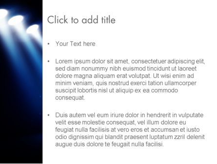 Modèle PowerPoint de étape lumineuse avec des lumières scéniques bleues, Diapositive 3, 13625, Art & Entertainment — PoweredTemplate.com