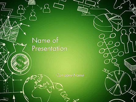 Modelo do PowerPoint - gráficos e formas no quadro-negro, Modelo do PowerPoint, 13749, Conceitos de Negócios — PoweredTemplate.com