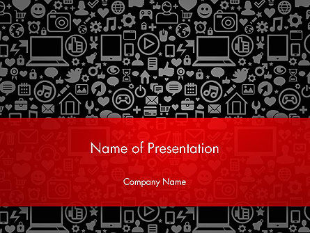 Pattern with Social Media And Technology Icons PowerPoint Template, 13777, Technology and Science — PoweredTemplate.com