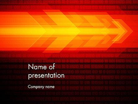 赤い矢印がバイナリコードを飛ぶ - PowerPointテンプレート, 無料 PowerPointテンプレート, 13841, 抽象／テクスチャ — PoweredTemplate.com