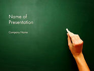 Empty Blackboard with Hand and Chalk PowerPoint Template, Backgrounds ...