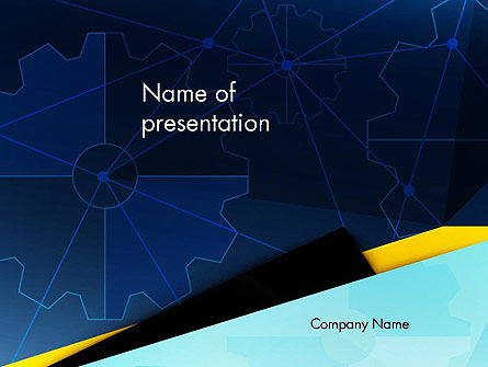 Cogwheels Connected with Thin Lines PowerPoint Template, Free PowerPoint Template, 13870, Utilities/Industrial — PoweredTemplate.com
