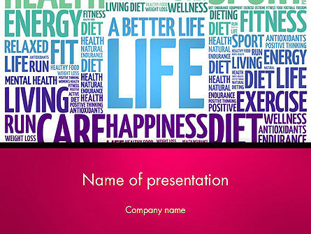 Modelo do PowerPoint - uma nuvem de palavra de vida melhor, Modelo do PowerPoint, 13889, Esportes — PoweredTemplate.com