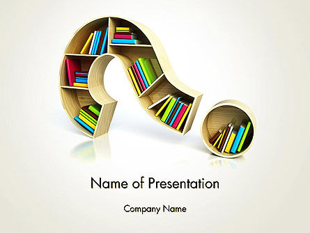 Question Mark With Books PowerPoint Template, 13974, Education & Training — PoweredTemplate.com