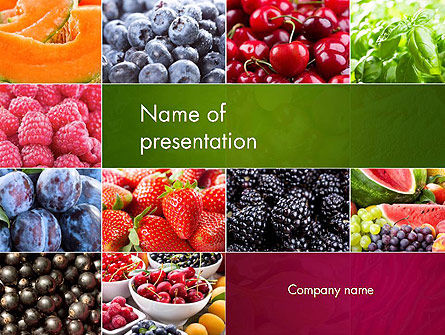 異なる果物とのコラージュ - PowerPointテンプレート, PowerPointテンプレート, 14012, 農業 — PoweredTemplate.com