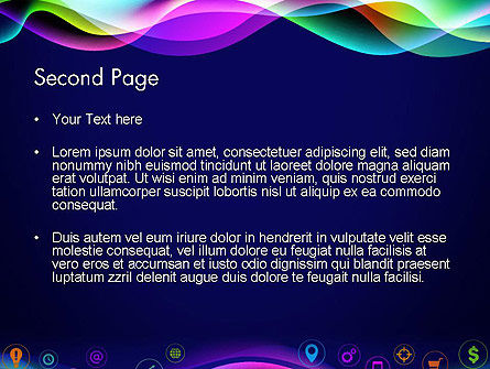 Templat PowerPoint Gelombang Warna-warni Dengan Ikon Aplikasi, Slide 2, 14044, Abstrak/Tekstur — PoweredTemplate.com