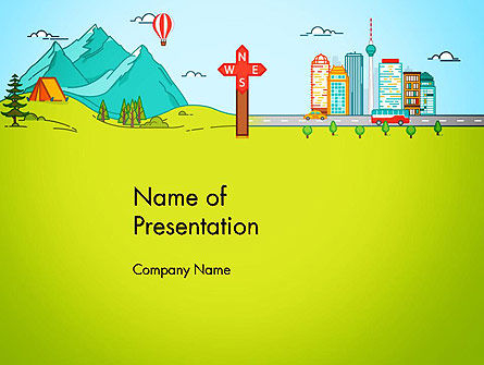 Traveling the Countryside PowerPoint Template, PowerPoint Template, 14057, Careers/Industry — PoweredTemplate.com