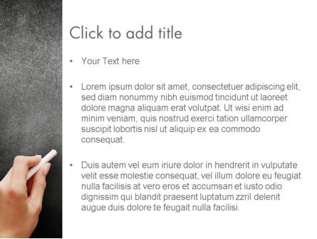 Modello PowerPoint - Scrittura femminile della mano con gesso bianco sulla lavagna, Slide 3, 14063, Education & Training — PoweredTemplate.com