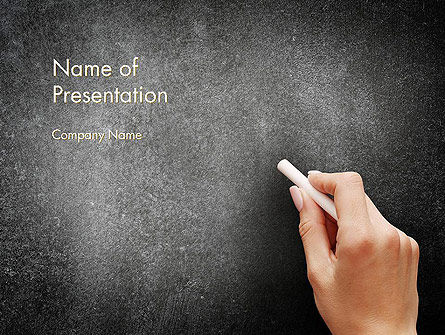 Female Hand Writing by White Chalk on Blackboard PowerPoint Template, PowerPoint Template, 14063, Education & Training — PoweredTemplate.com