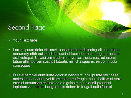 Translucent Green Leaf PowerPoint Template, Slide 2, 14108, Nature & Environment — PoweredTemplate.com