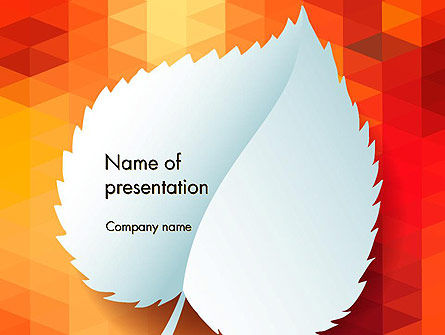 Paper Leaf on Orange Background PowerPoint Template, Free PowerPoint Template, 14148, Abstract/Textures — PoweredTemplate.com